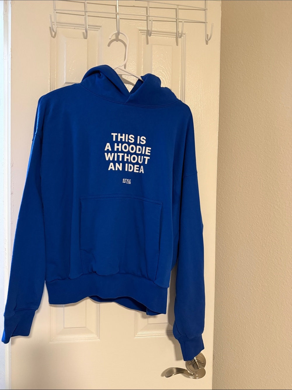 Zara Blue Graphic Hoodie - White Text